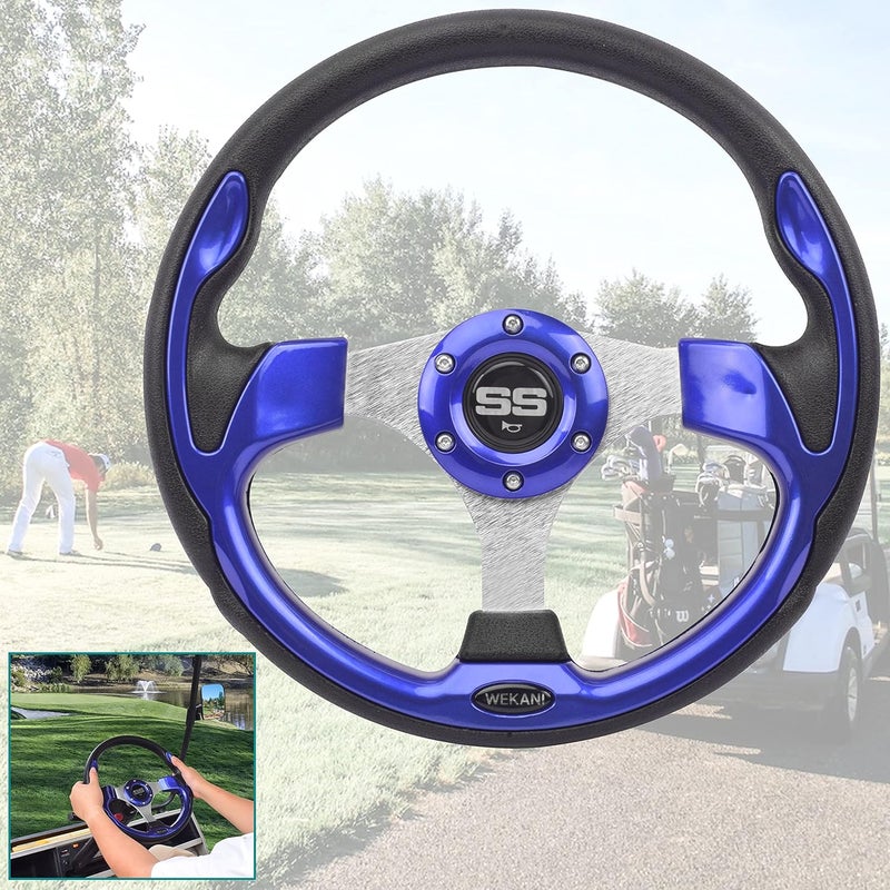 WEKANI Golf Cart Steering wheel for EZGO YAMAHA and Club Car Precedent Most Golf carts Blue - Image 2